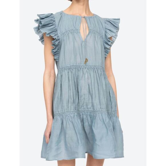 NEW SEA anise tunic mini dress in blue - Picture 4 of 4